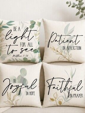 4 Piece Farmhouse Style Pillow Covers. No Inserts Included.